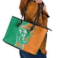 Ivory Coast Independence Day Leather Tote Bag Cote d Ivoire Elephant - Wonder Print Shop