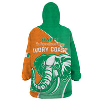 Ivory Coast Independence Day Wearable Blanket Hoodie Cote d Ivoire Elephant - Wonder Print Shop