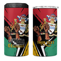 Personalized Guyana Emancipation Day 4 in 1 Can Cooler Tumbler Jaguar Skin Pattern - Wonder Print Shop