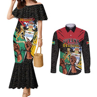 Personalized Guyana Emancipation Day Couples Matching Mermaid Dress and Long Sleeve Button Shirt Jaguar Skin Pattern - Wonder Print Shop