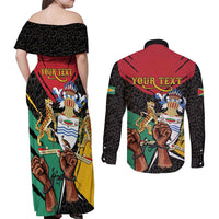 Personalized Guyana Emancipation Day Couples Matching Off Shoulder Maxi Dress and Long Sleeve Button Shirt Jaguar Skin Pattern - Wonder Print Shop