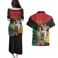 Personalized Guyana Emancipation Day Couples Matching Puletasi and Hawaiian Shirt Jaguar Skin Pattern - Wonder Print Shop