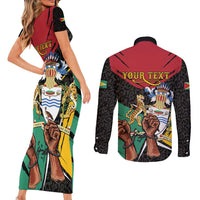 Personalized Guyana Emancipation Day Couples Matching Short Sleeve Bodycon Dress and Long Sleeve Button Shirt Jaguar Skin Pattern - Wonder Print Shop