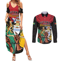 Personalized Guyana Emancipation Day Couples Matching Summer Maxi Dress and Long Sleeve Button Shirt Jaguar Skin Pattern - Wonder Print Shop