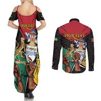 Personalized Guyana Emancipation Day Couples Matching Summer Maxi Dress and Long Sleeve Button Shirt Jaguar Skin Pattern - Wonder Print Shop