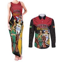 Personalized Guyana Emancipation Day Couples Matching Tank Maxi Dress and Long Sleeve Button Shirt Jaguar Skin Pattern - Wonder Print Shop