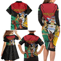 Personalized Guyana Emancipation Day Family Matching Long Sleeve Bodycon Dress and Hawaiian Shirt Jaguar Skin Pattern - Wonder Print Shop