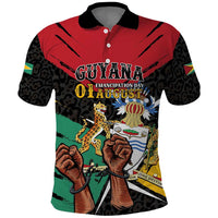Personalized Guyana Emancipation Day Polo Shirt Jaguar Skin Pattern - Wonder Print Shop