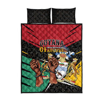 Guyana Emancipation Day Quilt Bed Set Jaguar Skin Pattern - Wonder Print Shop