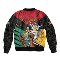Personalized Guyana Emancipation Day Sleeve Zip Bomber Jacket Jaguar Skin Pattern - Wonder Print Shop