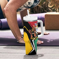 Personalized Guyana Emancipation Day Tumbler With Handle Jaguar Skin Pattern - Wonder Print Shop