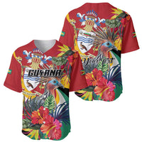 Personalized Guyana Canje Pheasant Baseball Jersey Tropical Flowers - Wonder Print Shop