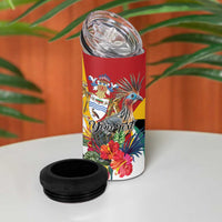 Personalized Guyana Canje Pheasant 4 in 1 Can Cooler Tumbler Tropical Flowers - Wonder Print Shop