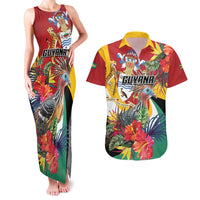 Personalized Guyana Canje Pheasant Couples Matching Tank Maxi Dress and Hawaiian Shirt Tropical Flowers - Wonder Print Shop