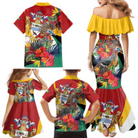 Personalized Guyana Canje Pheasant Family Matching Mermaid Dress and Hawaiian Shirt Tropical Flowers - Wonder Print Shop