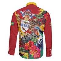 Personalized Guyana Canje Pheasant Family Matching Off The Shoulder Long Sleeve Dress and Hawaiian Shirt Tropical Flowers - Wonder Print Shop