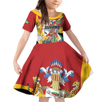 Personalized Guyana Canje Pheasant Family Matching Off Shoulder Short Dress and Hawaiian Shirt Tropical Flowers - Wonder Print Shop