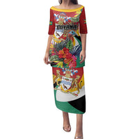 Personalized Guyana Canje Pheasant Family Matching Puletasi and Hawaiian Shirt Tropical Flowers - Wonder Print Shop