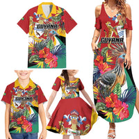 Personalized Guyana Canje Pheasant Family Matching Summer Maxi Dress and Hawaiian Shirt Tropical Flowers - Wonder Print Shop