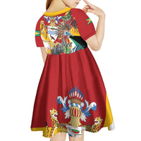 Personalized Guyana Canje Pheasant Kid Short Sleeve Dress Tropical Flowers - Wonder Print Shop