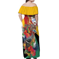 Personalized Guyana Canje Pheasant Off Shoulder Maxi Dress Tropical Flowers - Wonder Print Shop