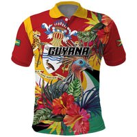 Personalized Guyana Canje Pheasant Polo Shirt Tropical Flowers - Wonder Print Shop