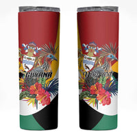 Personalized Guyana Canje Pheasant Skinny Tumbler Tropical Flowers - Wonder Print Shop