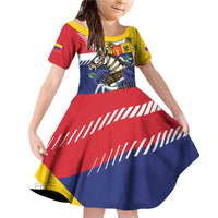 Personalized Venezuela White Horse Family Matching Off Shoulder Short Dress and Hawaiian Shirt Veneziola Flag Colors - Wonder Print Shop