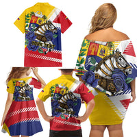 Personalized Venezuela White Horse Family Matching Off Shoulder Short Dress and Hawaiian Shirt Veneziola Flag Colors - Wonder Print Shop