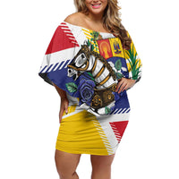 Personalized Venezuela White Horse Family Matching Off Shoulder Short Dress and Hawaiian Shirt Veneziola Flag Colors - Wonder Print Shop