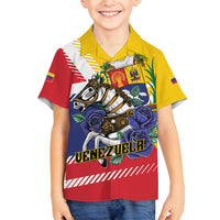 Personalized Venezuela White Horse Family Matching Off Shoulder Short Dress and Hawaiian Shirt Veneziola Flag Colors - Wonder Print Shop