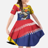 Personalized Venezuela White Horse Family Matching Short Sleeve Bodycon Dress and Hawaiian Shirt Veneziola Flag Colors - Wonder Print Shop