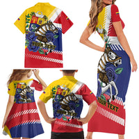 Personalized Venezuela White Horse Family Matching Short Sleeve Bodycon Dress and Hawaiian Shirt Veneziola Flag Colors - Wonder Print Shop