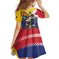 Personalized Venezuela White Horse Kid Short Sleeve Dress Veneziola Flag Colors - Wonder Print Shop
