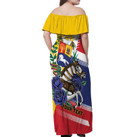 Personalized Venezuela White Horse Off Shoulder Maxi Dress Veneziola Flag Colors - Wonder Print Shop