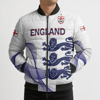 Custom England 2026 World Football Bomber Puffer Jacket Three Lions Go Champions