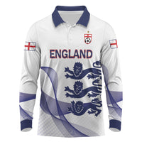 Custom England 2026 World Football Long Sleeve Polo Shirt Three Lions Go Champions