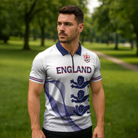 Custom England 2026 World Football Zipper Polo Shirt Three Lions Go Champions
