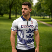 Custom England 2026 World Football Zipper Polo Shirt Three Lions Go Champions