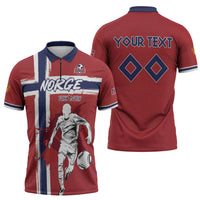 Custom Norge 2026 World Football Zipper Polo Shirt Vikings Go Champions
