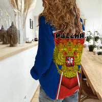 Russia Women Casual Shirt Russian Eagle and Kremlin - Wonder Print Shop