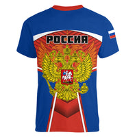 Russia Women V Neck T Shirt Russian Eagle and Kremlin - Wonder Print Shop