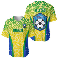 Brazil Football Baseball Jersey Brasil Leopard Pattern - Wonder Print Shop