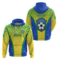 Set of Brazil football pullover hoodies, green leopard print with front and back crests