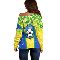 Brazil Football Off Shoulder Sweater Brasil Leopard Pattern - Wonder Print Shop