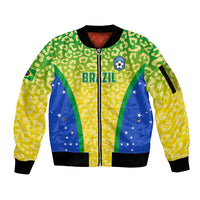 Unisex Brazil zip bomber jacket, leopard pattern, ribbed collar and cuffs