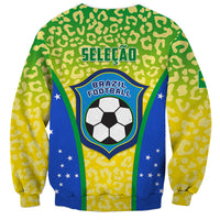 Brazil football sweatshirt with yellow-green leopard pattern and front soccer crest
