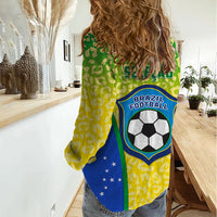 Brazil Football Women Casual Shirt Brasil Leopard Pattern - Wonder Print Shop