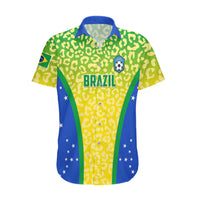 Personalised Brazil Football Hawaiian Shirt Brasil Leopard Pattern - Wonder Print Shop