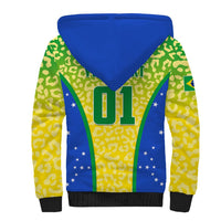 Personalised Brazil Football Sherpa Hoodie Brasil Leopard Pattern - Wonder Print Shop